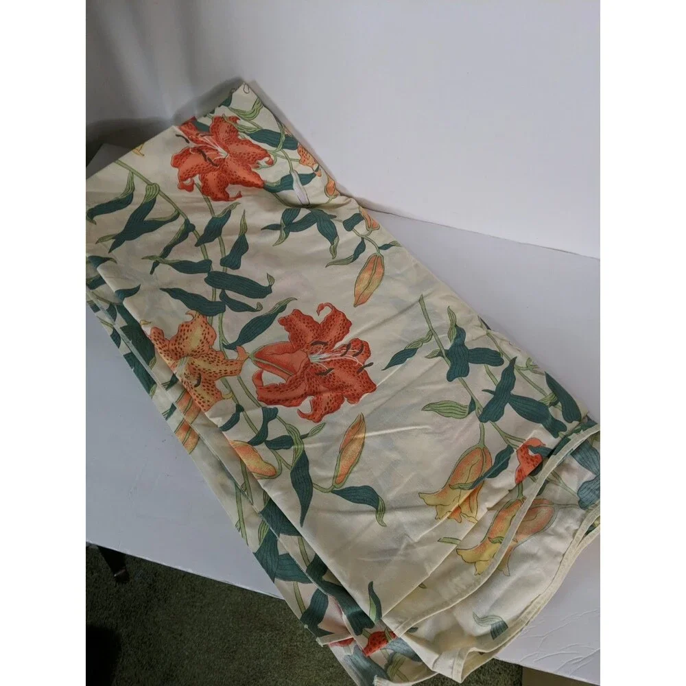 Wamsutta Supercale Plus King Flat Tiger Lily Sheet 108 x 102 Scalloped Edge USA